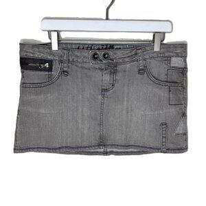 Vintage Y2K Kill City Deconstructed Gray Micro Mini Denim Skirt, Size 30
